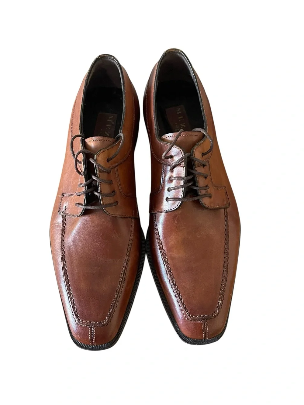MEZLAN Men's Brown Leather Lace-Up Dress Shoes Size:8.5